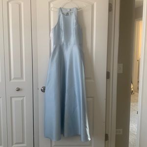 Dessy Collection Twill Halter Silver Mist Junior Bridesmaid Dresses